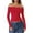41#Red, variant on Women Long Sleeve Tops Off The Shoulder Shirts Fitted Going Out Y2K Crop Top Hot Pink M