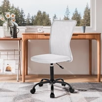 CL.HPAHKL Mid Back Office Desk Chair, Ergonomic Computer Task Chair for Women Men, Armless Height Adjustable Swivel Rolling Chairs with Lumbar Support, White