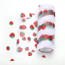 Strawberry Tulle Rolls Fabric, 6" x 10 Yard Polyester Tulle Ribbon Mesh Shiny Tulle Fabric for DIY Tutu Skirt, White