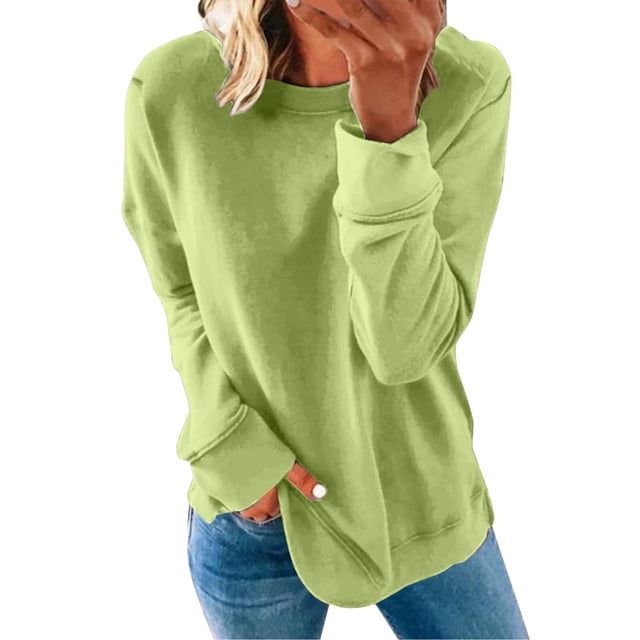 Pxiakgy Chandail Décontracté à Manches Longues Col Rond Couleur Unie pour Femmes Automne Hiver Menthe + m
