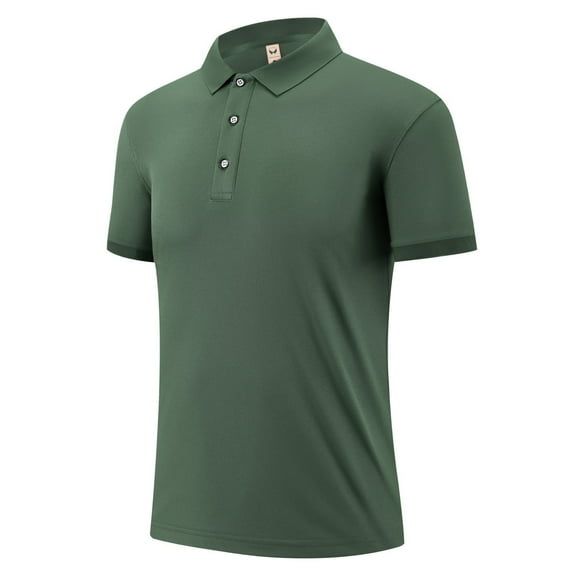 BXINGOHAI Men's Shirts Classic Short Sleeve Lightweight Button Cotton T-Shirt Casual Golf Tee Tops with Pocket Clearance Sale Army Green,3XL