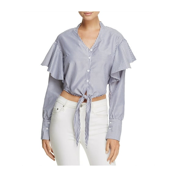 MinkPink Womens Tie-Front Button Down Blouse dstblustp M