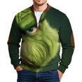 thumbnail image 2 of Green Zipper Mens Crewneck Sweatshirt Christmas Pullover, Comfort Colors Sweatshirts Men with Drop Shoulder Long Sleeve Crewneck Sweatshirts (Dark Green, S), 2 of 5