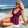 thumbnail image 6 of Charmo Ruffled V Neck Swim Tops for Womens Flowy Tankini Tops Padded Bathing Suit Tops(No Bottoms）, 6 of 6