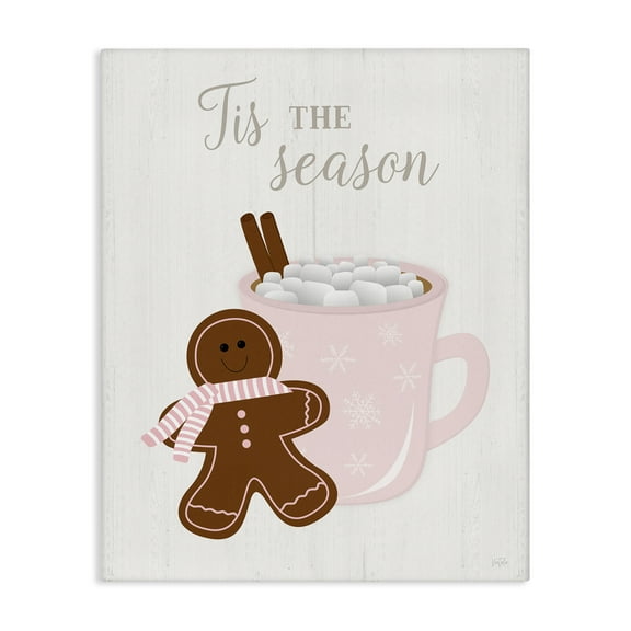 Stupell Industries Tis The Season Gingerbread Holiday Painting Gallery Wrapped Canvas Art Prints Wall Art, 16 x 20