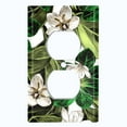 thumbnail image 2 of Metal Light Switch Plate Cover Plant Leaves White Flowers FLW051, 2 of 13