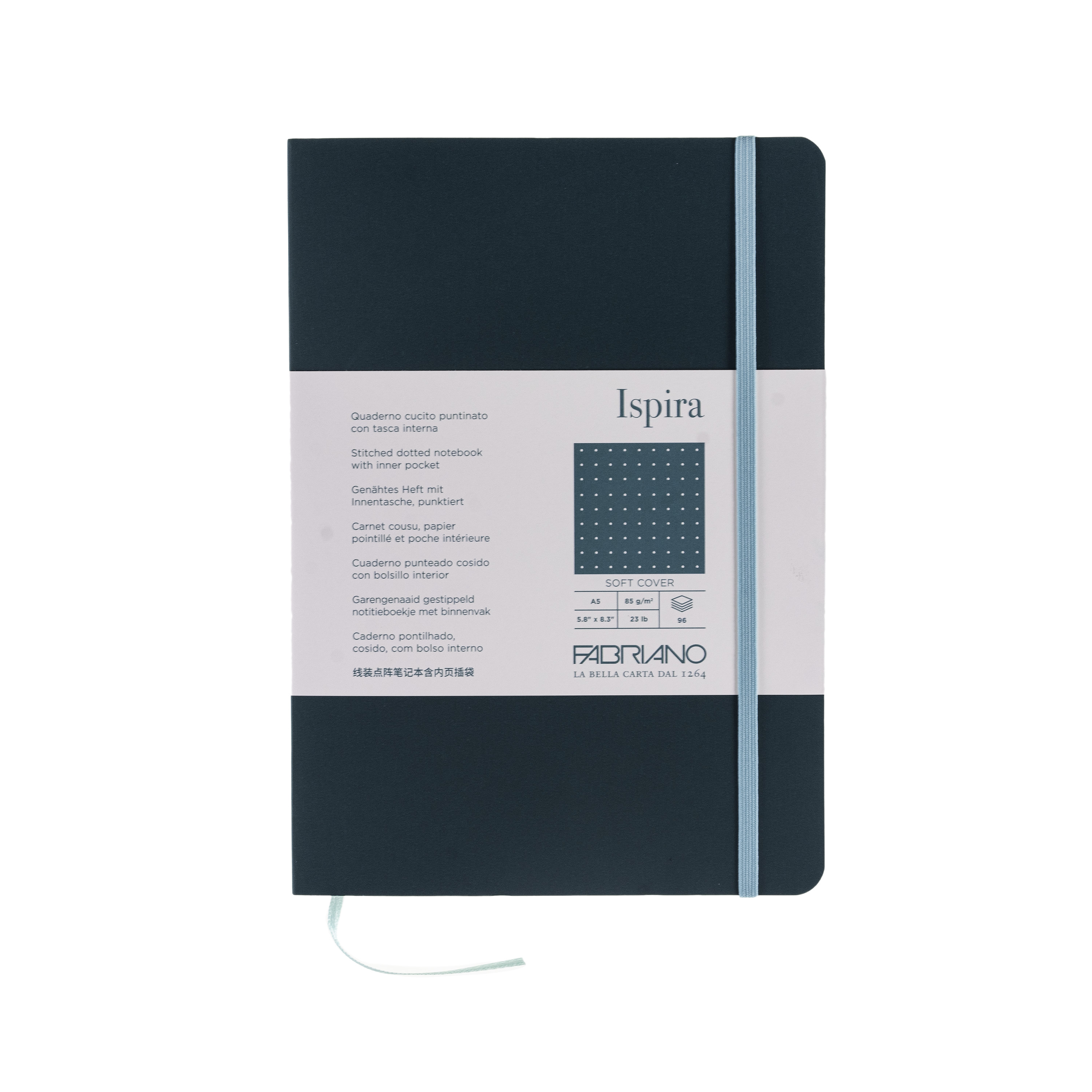 Fabriano Ispira Soft-Cover Notebook, 5.8" x 8.3", A5, Dotted, Green