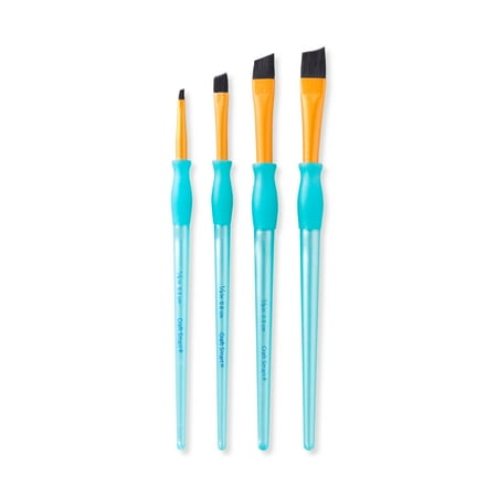 UPC: 0886946972171 | Black Taklon Angular Brushes 4-Piece Value Pack By Craft Smart®
