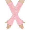 thumbnail image 2 of MIASHUI Women's Knitted Glove Sleeves with Fingers, Long Arm Warmers for Winter, Soft Lined Sleeves, Cozy Comfort for Indoor Use Pink, 2 of 4