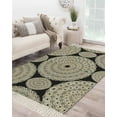 thumbnail image 4 of Boho Khaki Bathroom Runner Rug 4'x6'Washable Woven Area Rug, Circle Abstract Geometric Lines Black Tassel Kitchen Rug,Throw Floor Mat Carpet Decorative for Living Room Bedroom, 4 of 7