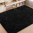 thumbnail image 4 of Nefoso Shag Area Rug, 5ft x 7ft Soft Fluffy Area Rugs for Living Room Bedroom Modern Decor Carpet, Black, 4 of 11