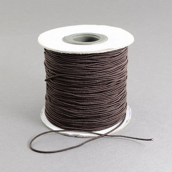 1Roll Round Elastic Cord with Nylon Outside and Rubber Inside Coconut Brown 1mm about 109.36 yards(100m)/roll