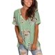 thumbnail image 1 of Camiseta de manga corta con cuello en V y estampado floral para mujer Fokelyi HMYH038-9, 1 of 1
