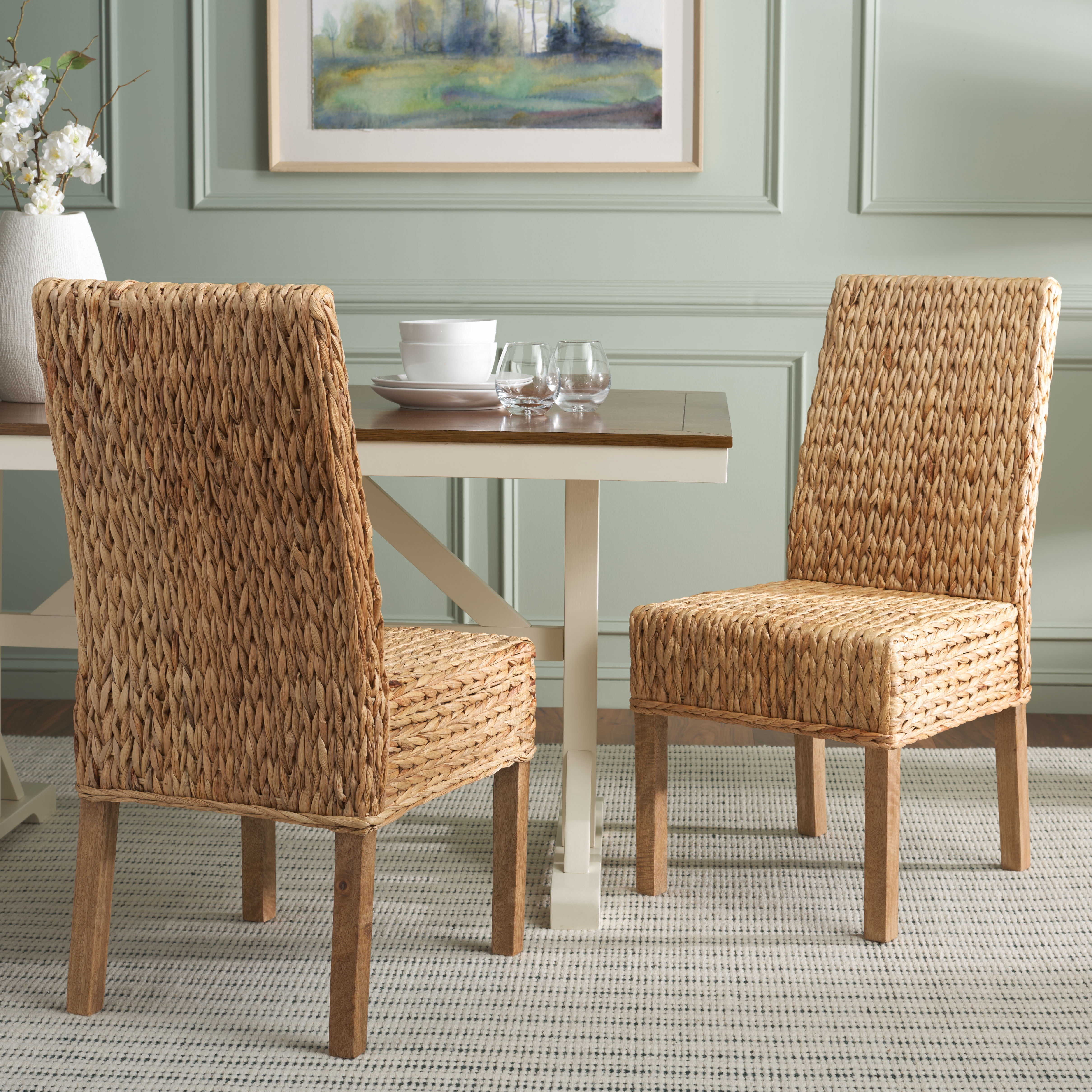 Safavieh Sanibel Water Hyacinth Coastal Side Chair, Natural (Set of 2)