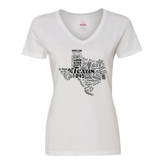 Inktastic Texas Word Salad- State Outline Women's V-Neck T-Shirt