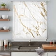 thumbnail image 5 of White Gold Abstract Sheer Curtains 45 Inches Long, Modern Marble Geometric Light Filering Curtains, Breathable Simi Curtain Privacy Drapes for Kitchen Bathroom Lightweight Small Window Treatment, 5 of 9