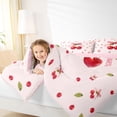 thumbnail image 3 of Manfei Red Cherry Bow Print Twin Comforter Sets for Girls, Sweet Fruit Ribbon Bows Bedding Set, Pink Reversible, 2pcs, 3 of 6