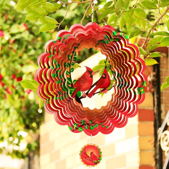 Liranovly 3D Metal Cardinal Wind Spinner-Hanging 12in Spinfinity Designs Wind Spinners for Outdoor & Indoor Decorations