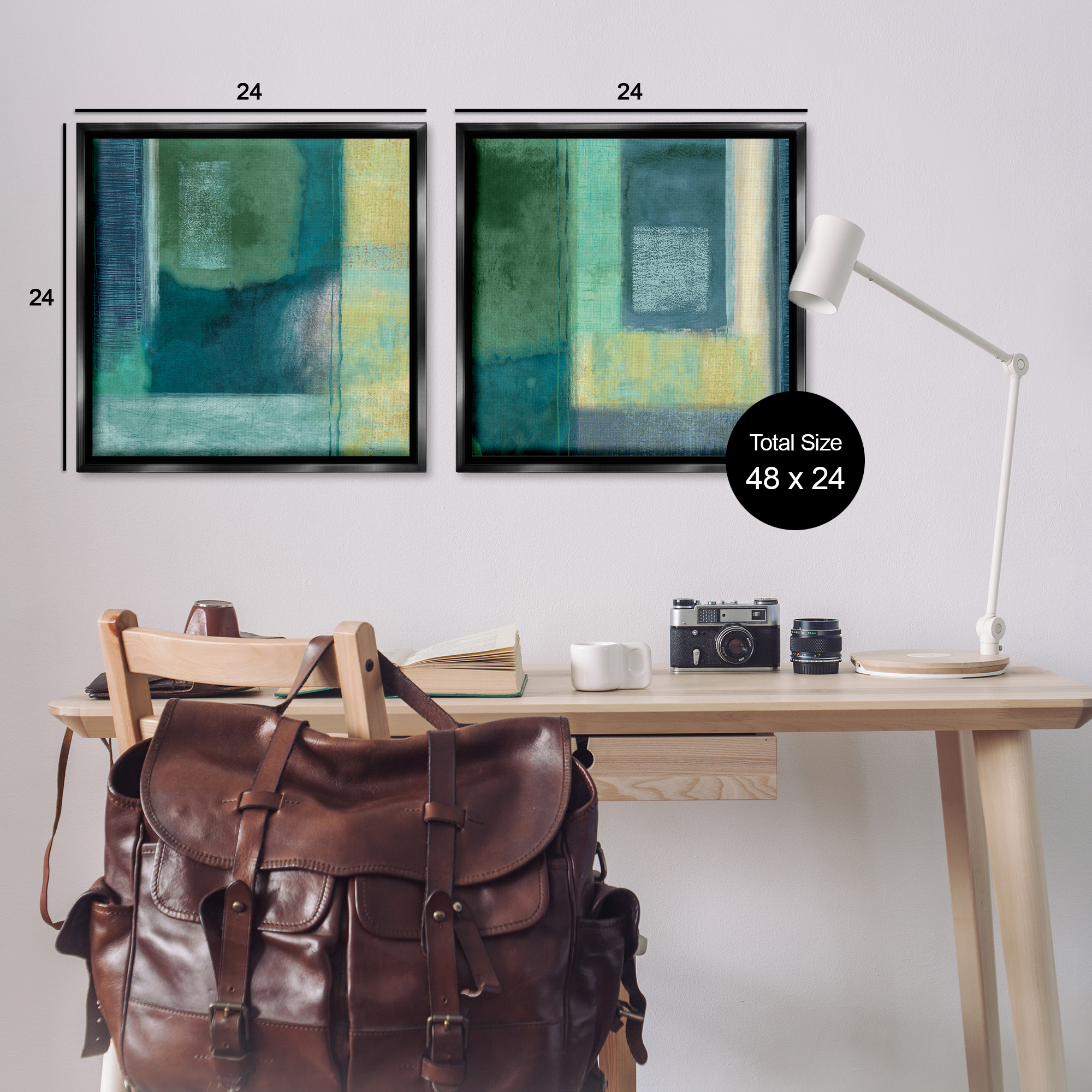 Stupell Industries Asymmetrical Soft Abstract Shapes Abstract Painting Black Floater Framed Canvas Art Print Wall Art, 25 x 25, Set of 2