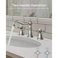 thumbnail image 4 of Brushed Nickel 3 Hole Bathroom Sink Faucets 2 Cross Handles, 8 Inch Widespread Antique Brass Viantage Bathroom Faucet for RV Vanity Farmhouse with Metal Pop Up Drain and Supply Lines, 4 of 18