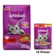 thumbnail image 1 of Whiskas Original Carne 20 kg + Caja Whiskas Sobre Gato Fillets Pavo 85 g (12 Pzas), 1 of 4
