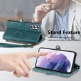 thumbnail image 4 of Dteck Zipper Wallet Pocket Case for Samsung Galalxy S23 FE, Shockproof with Card Holders for Women Men Premium PU Leather Embossed Patterned Flip Folio Stand Wristlet TPU Inner Shell Phone Case, Green, 4 of 11