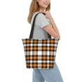 thumbnail image 6 of Bingfone Orange Plaid Women Shoulder Tote Bags Casual Bag Ladies Shopping Handbag, 6 of 6