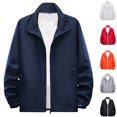 thumbnail image 1 of Fengqque Men's Slim Fit Lightweight Softshell Bomber Jacket Coat Fall Jackets for Men White 10(XL), 1 of 3