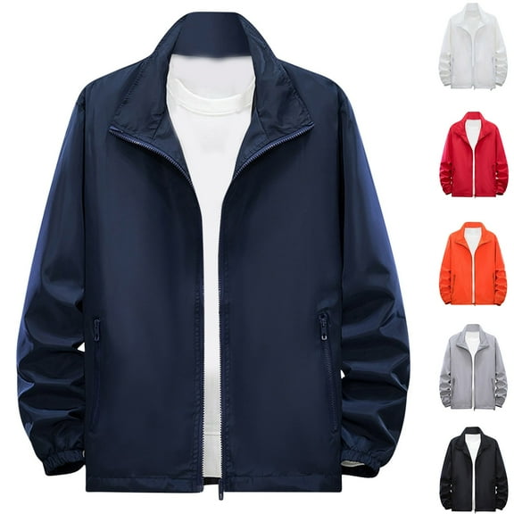 Brondbend Men’s Jackets Men Coats Lapel Long Sleeved Zipper Pocket Outerwear Solid Color Comfortable Jacket Loose Holiday Tops Black