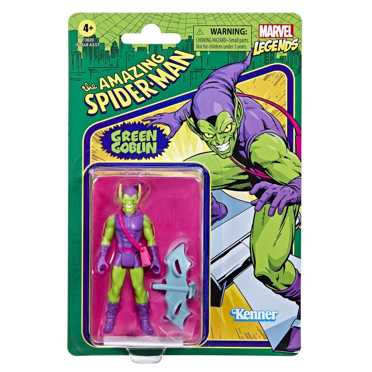 Hasbro Marvel Legends Series 3.75-inch Retro 375 Collection Green Goblin Action Figure Toy, 2 Accessories
