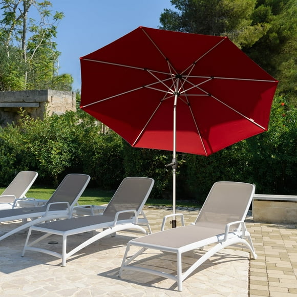 Domi Outdoor 10FT Patio Umbrella, Outdoor Table Umbrella with Push Button Tilt and Crank, UV Protection Waterproof Market Sun Umbrella with for Garden, Deck, Backyard, Pool,Brick Red
