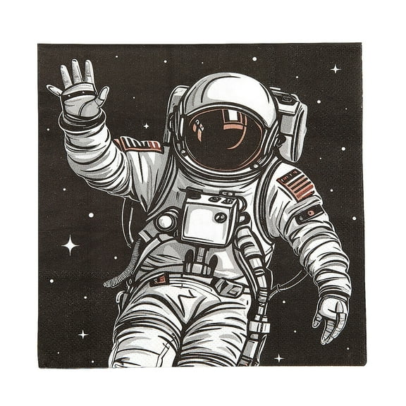 Fun Express 6 1/2" Astronaut Party Disposable Paper Luncheon Napkins - 16 Count
