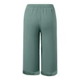 thumbnail image 6 of FYEGRE Women's Everyday Pants 2025 Summer Women Linen Capri Pants Loose Comfy Elastic Waist Wide Leg Cropped Beach Trousers For Casual Army Green XL, 6 of 6