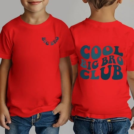 Boys Shirts Size 6-7Y Kids Big Brother Letter Print Short Sleeve Crewneck Tee Graphic Toddler Clothes for Boys