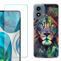 Phone Case for Motorola Moto G 5G 2024, with Tempered Glass Screen Protector, by OneToughShield - Geometric Lion