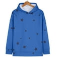 thumbnail image 3 of Women's Star Print Drawstring Hooded Sweatshirt with Pocket, Lightweight Oversized Long Sleeve Pullover Top, Casual Streetwear Fall Winter Comfort Wear, Aesthetic Soft Fleece Loungewear Blue L, 3 of 8