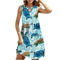 thumbnail image 4 of VBTAPA Summer Beach Dress for Women Cute Sea Turtle Print Casual Sundresses Sleeveless Keyhole Midi Dresses Flowy Tunic Dress Blue XL, 4 of 9