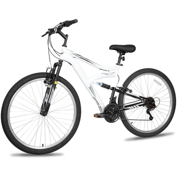 Hykolity 26 inch Mountain Bike MTB Outdoor Bicycle Sport Bikes Cycling 18 Speed Trail Off Road Full Suspension for Adult Unisex White