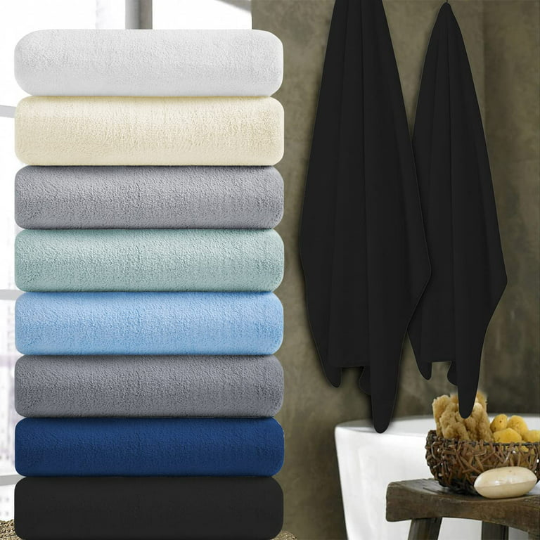 MAGGEA 4 Piece Oversized Bath Sheet Towels (35 x 70 in,Blue) 700 GSM Ultra Soft Bath Towel Set Thick Large Cozy Plush Highly Absorbent Towels Quick