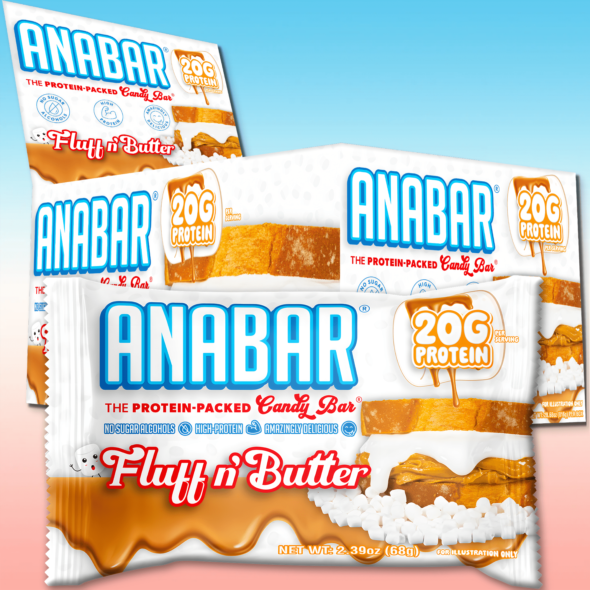 Anabar Fluff n' Butter Protein Bars, 20g Protein, 12 Count