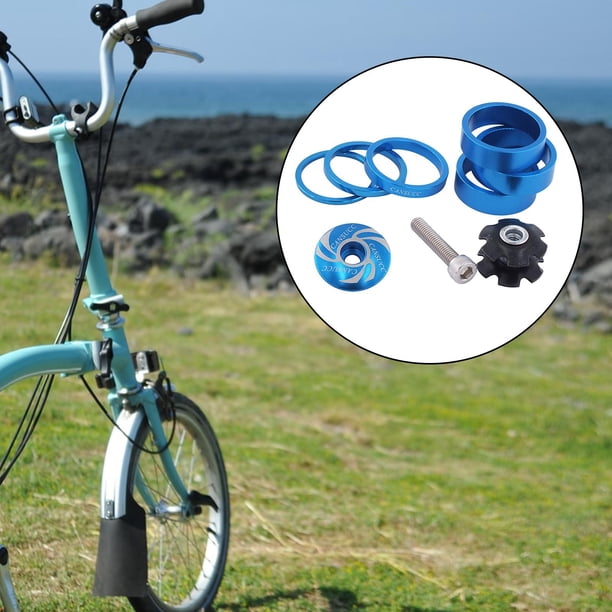 Espaciador de dirección de bicicleta con tapa de potencia, aleación de Espaciador de dirección de potencia de bicicleta Juego de tuercas de e Macarena Espaciador de auriculares de bicicleta