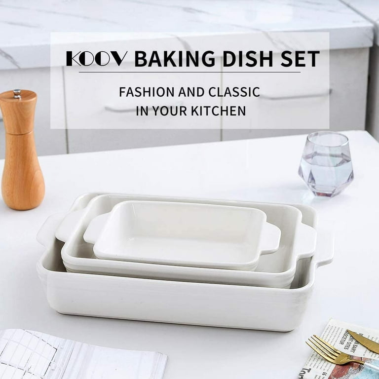 KOOV Bakeware Set, Ceramic Baking Dish Set, Rectangular Casserole