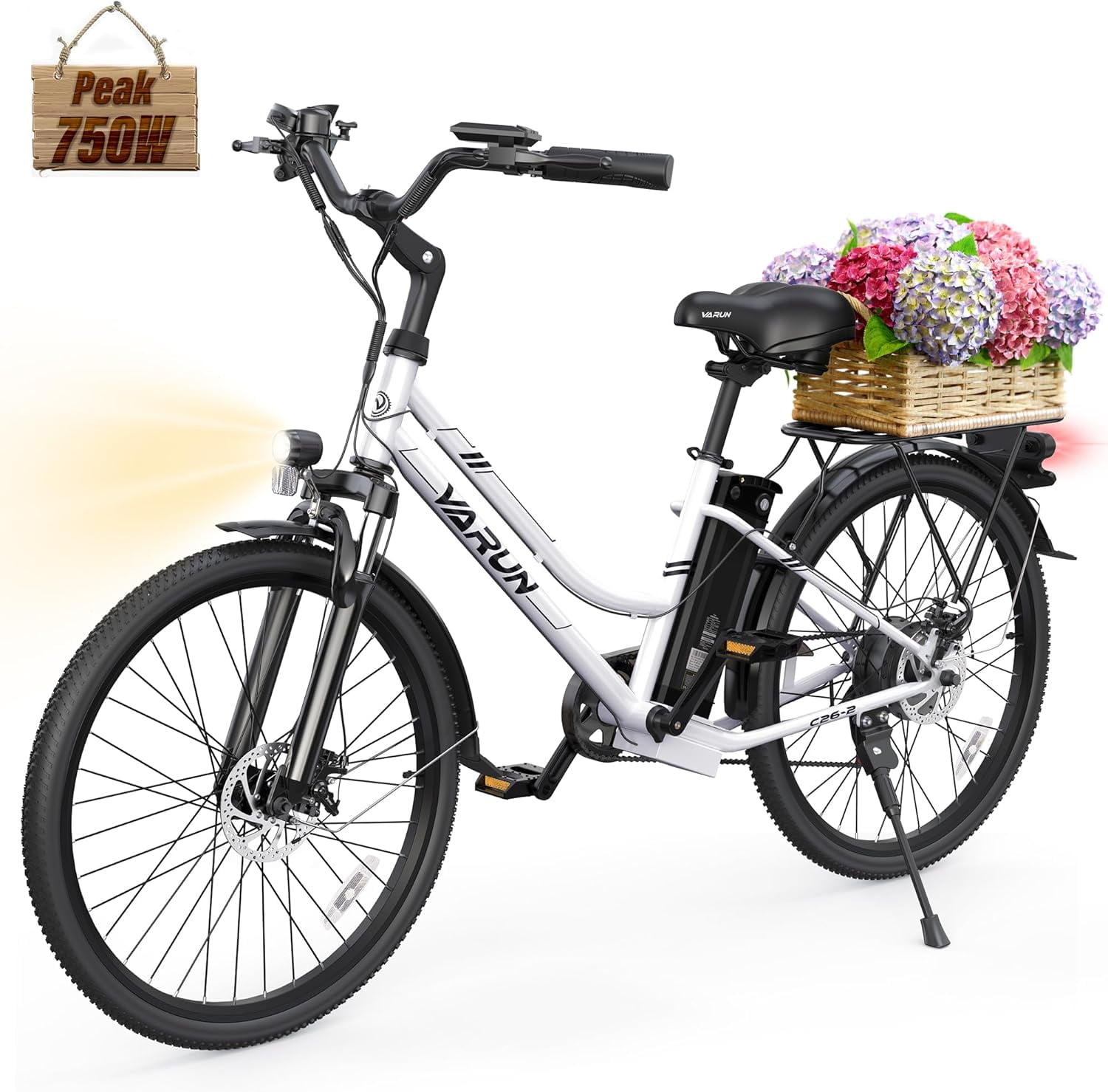 Vélo électrique Adulte VARUN 28 Pouces - Batterie 48V 499Wh, Autonomie 100 Km, Moteur 250W 55Nm, 7 Vitesses, Freins Disque