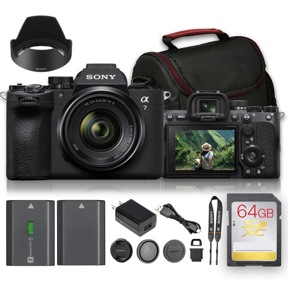 Sony a7 V Mirrorless Camera with 28-70mm II Lens | 33MP Full-Frame, 5-Axis IBIS, Real-Time AF, 4K Video   64GB Card   Battery   Bag