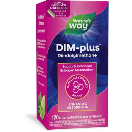 Nature's Way DIM-plus Supplement Capsules, Supports Balanced Estrogen Metabolism*, Unisex, 120 Ct