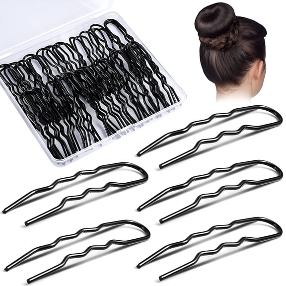 TUWAFE 50Pcs 3 Inches U Shaped Hair Pins Ballet Bobby Curved Women Girls Thick Thin
