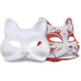 thumbnail image 4 of Diy White Paper Mask Fox Cat Face Pulp Máscara pintada a mano en blanco para Dance Party Festival Performance Halloween kaili Sencillez, 4 of 5