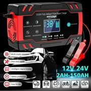 Battery Charger,24 Volt/12 Volt Smart Auto Battery Tender, 6 Charging Modes, And Lcd Screen, Smart Charging, Repair, Portable Battery Maintainer For Marine/ Motorcycle/ Lawn Mower/Atvs/Suvs