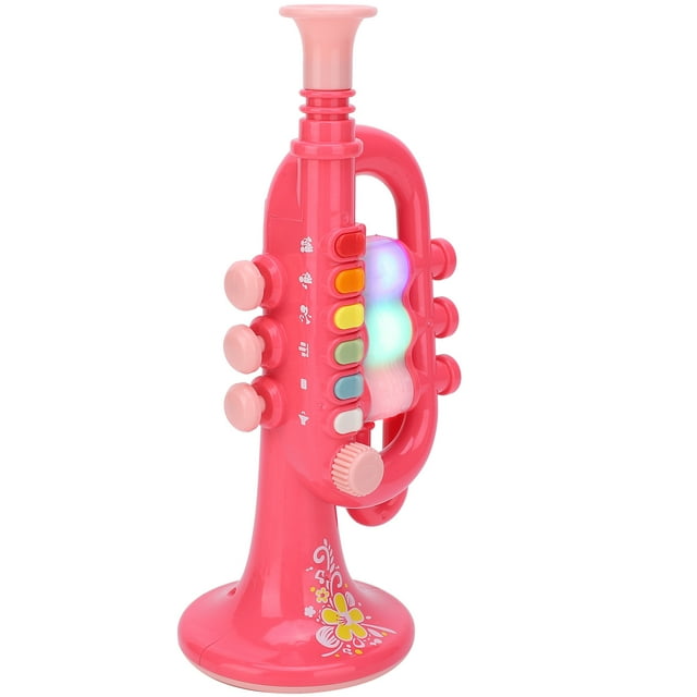 Baby Instrument Toy, Real Performance 5 Level Volume Electronic Trumpet Toy Annotated Exercise Lung Capacity For Early Education Pink