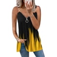 thumbnail image 4 of Moda mujer verano estampado cremallera sin mangas con cuello en V camisa chaleco Camis blusa Tops Fridja  qr575, 4 of 6